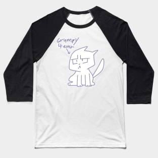 Grumpy 4 ever ugly cat illustration purple Baseball T-Shirt